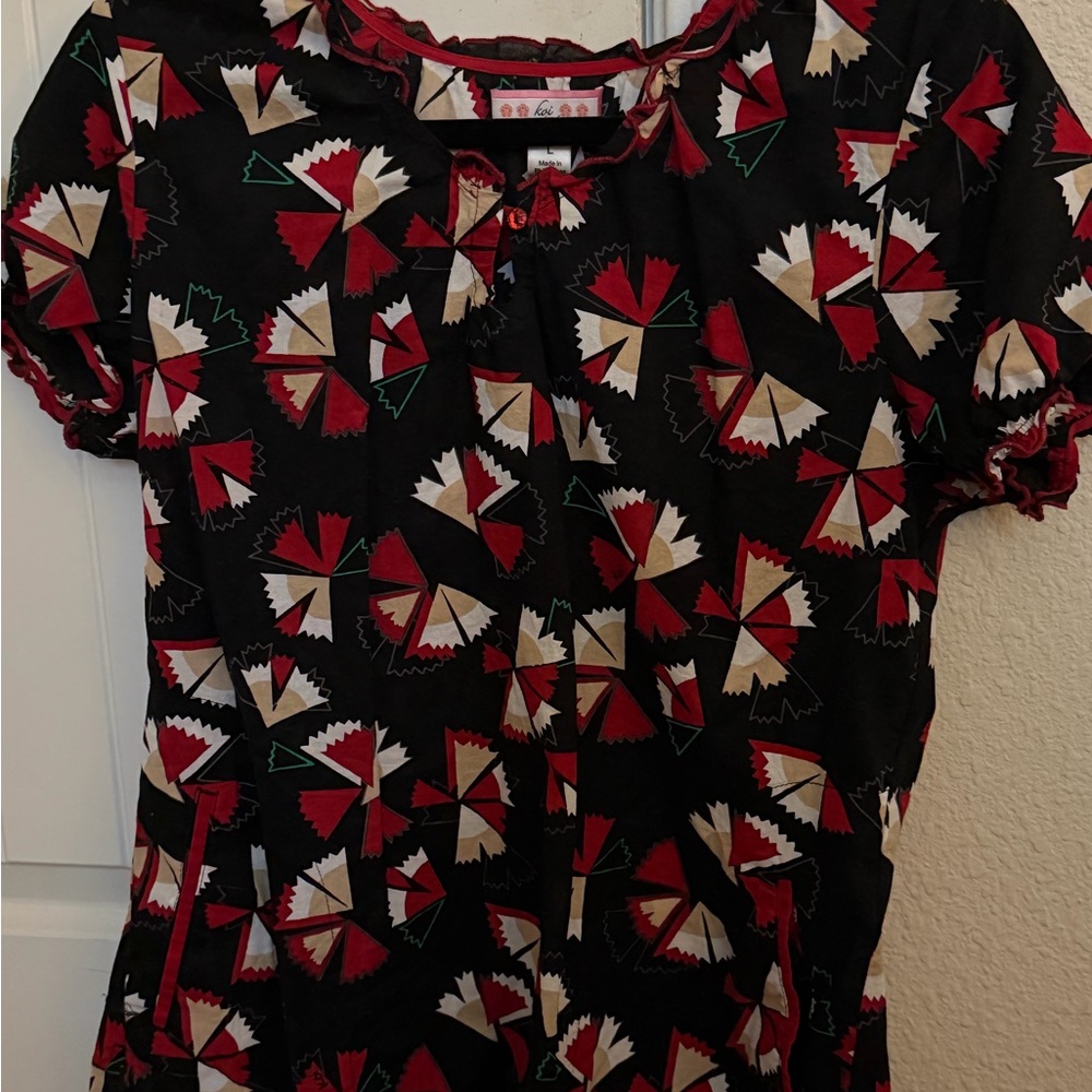 Koi Black Top with Red and White Accents